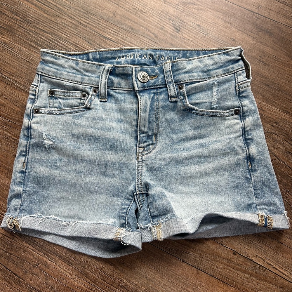 American Eagle Outfitters Blue Jean Midi Shorts